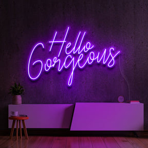 "Hello Gorgeous V2" Neon Sign 60cm (2ft) / Purple / LED Neon by Neon Icons