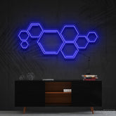 "Honeycomb" Neon Sign 60cm (2ft) / Blue / Cut to Shape by Neon Icons