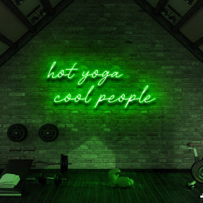 "Hot Yoga Cool People" Neon Sign for Gyms & Fitness Studios 90cm (3ft) / Green / LED Neon by Neon Icons