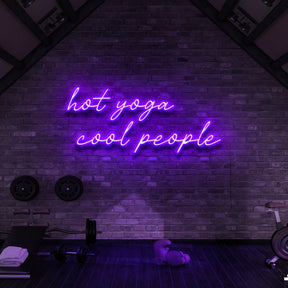 "Hot Yoga Cool People" Neon Sign for Gyms & Fitness Studios 90cm (3ft) / Purple / LED Neon by Neon Icons