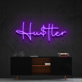 "Hustler" Neon Sign 60cm (2ft) / Purple / Cut to Shape by Neon Icons