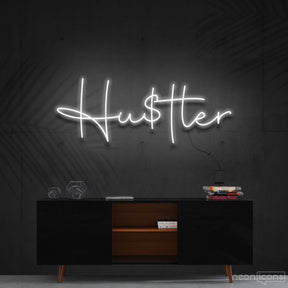 "Hustler" Neon Sign 60cm (2ft) / White / Cut to Shape by Neon Icons