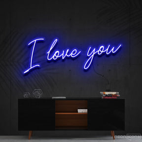 "I Love You" Neon Sign 60cm (2ft) / Blue / Cut to Shape by Neon Icons