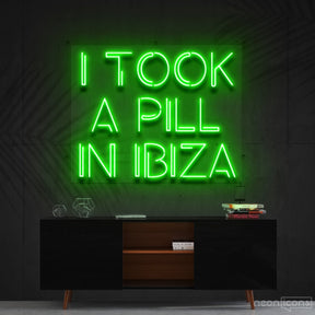 "I Took a Pill in Ibiza" Neon Sign 60cm (2ft) / Green / Cut to Shape by Neon Icons