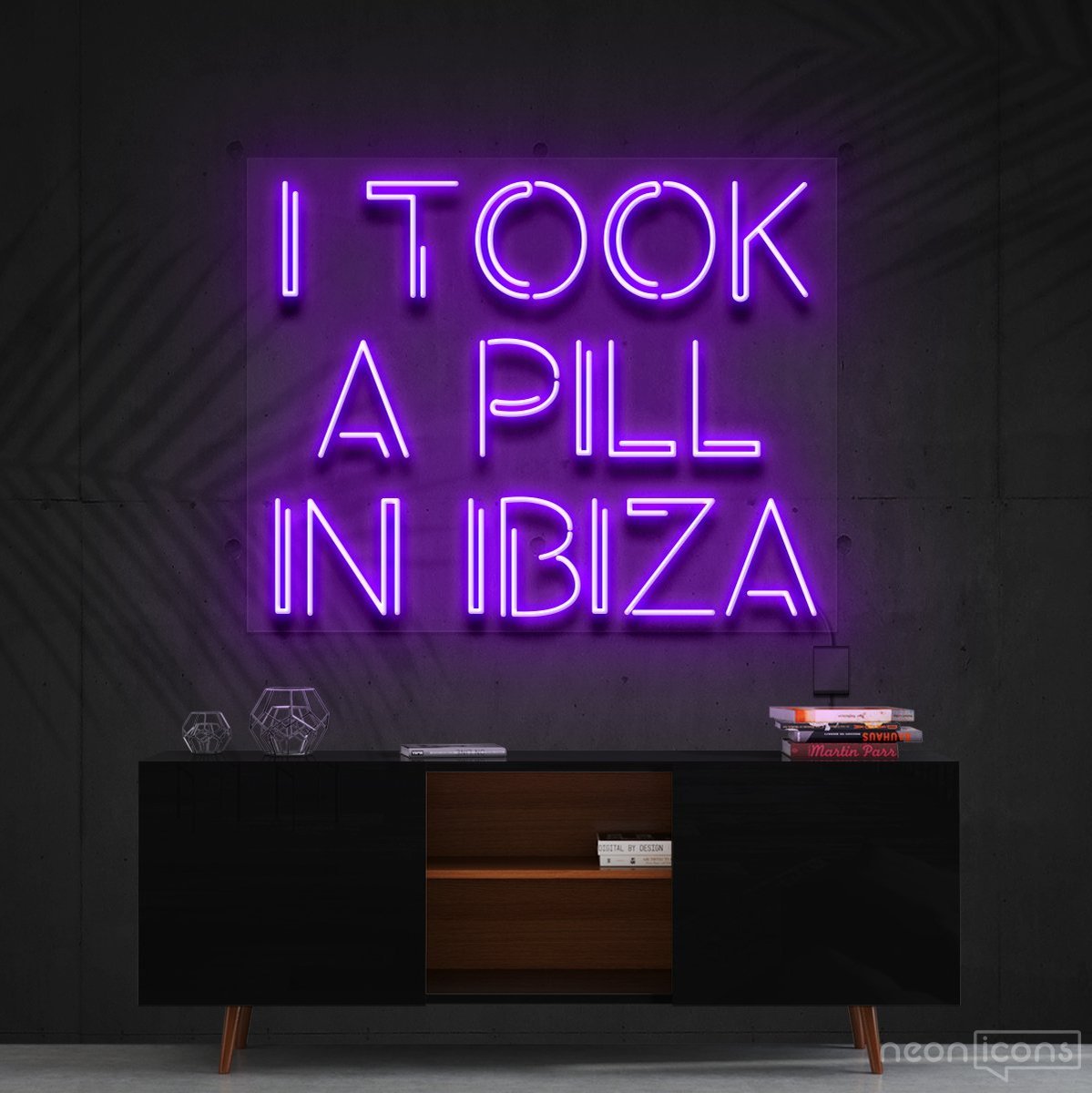 "I Took a Pill in Ibiza" Neon Sign 60cm (2ft) / Purple / Cut to Shape by Neon Icons