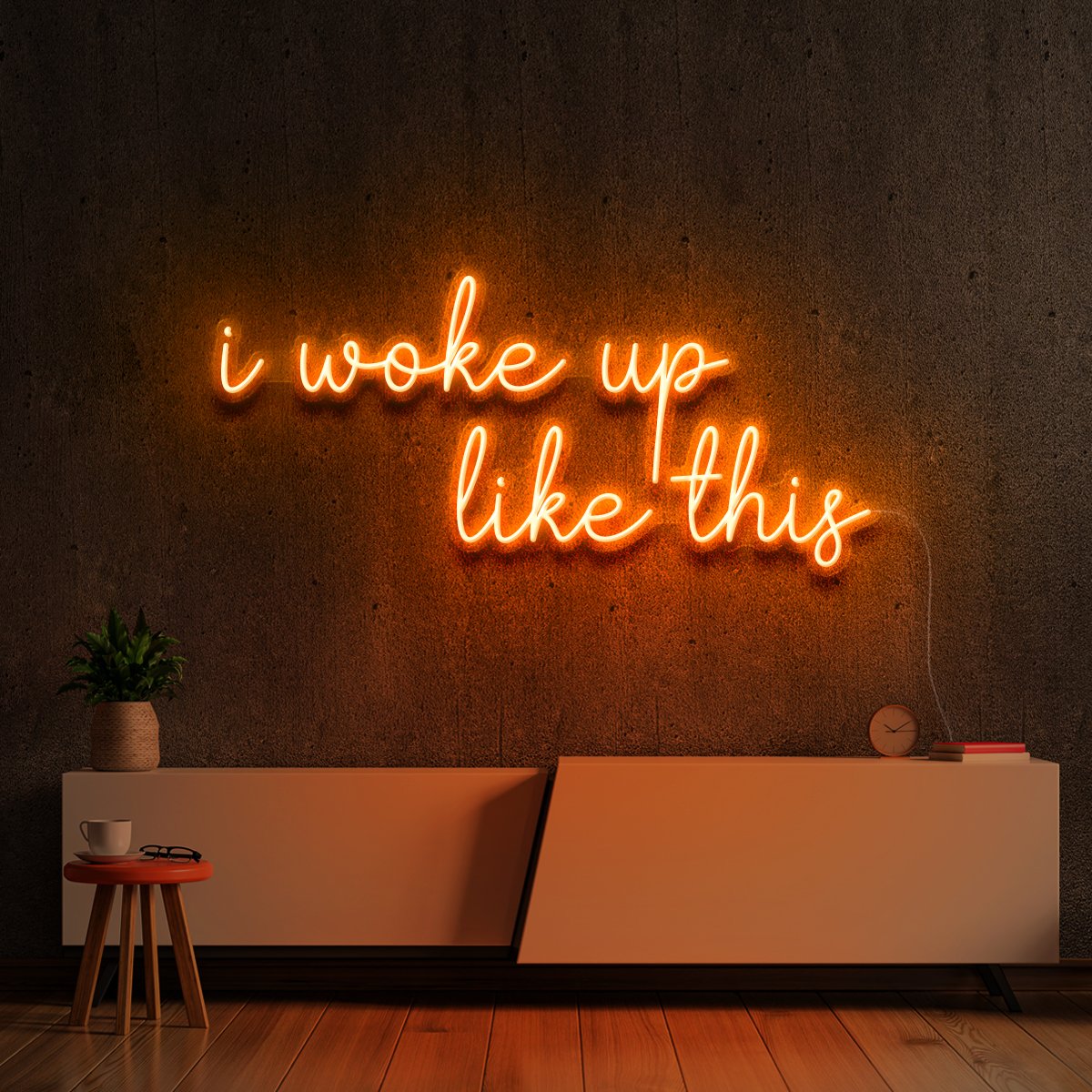 "I woke up like this" Neon Sign 150cm (5ft) / Orange / LED Neon by Neon Icons