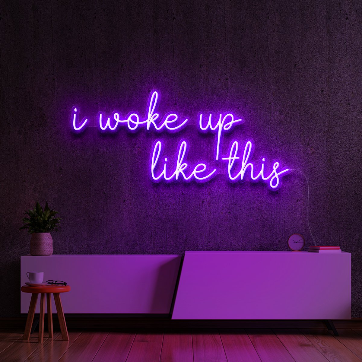 "I woke up like this" Neon Sign 150cm (5ft) / Purple / LED Neon by Neon Icons