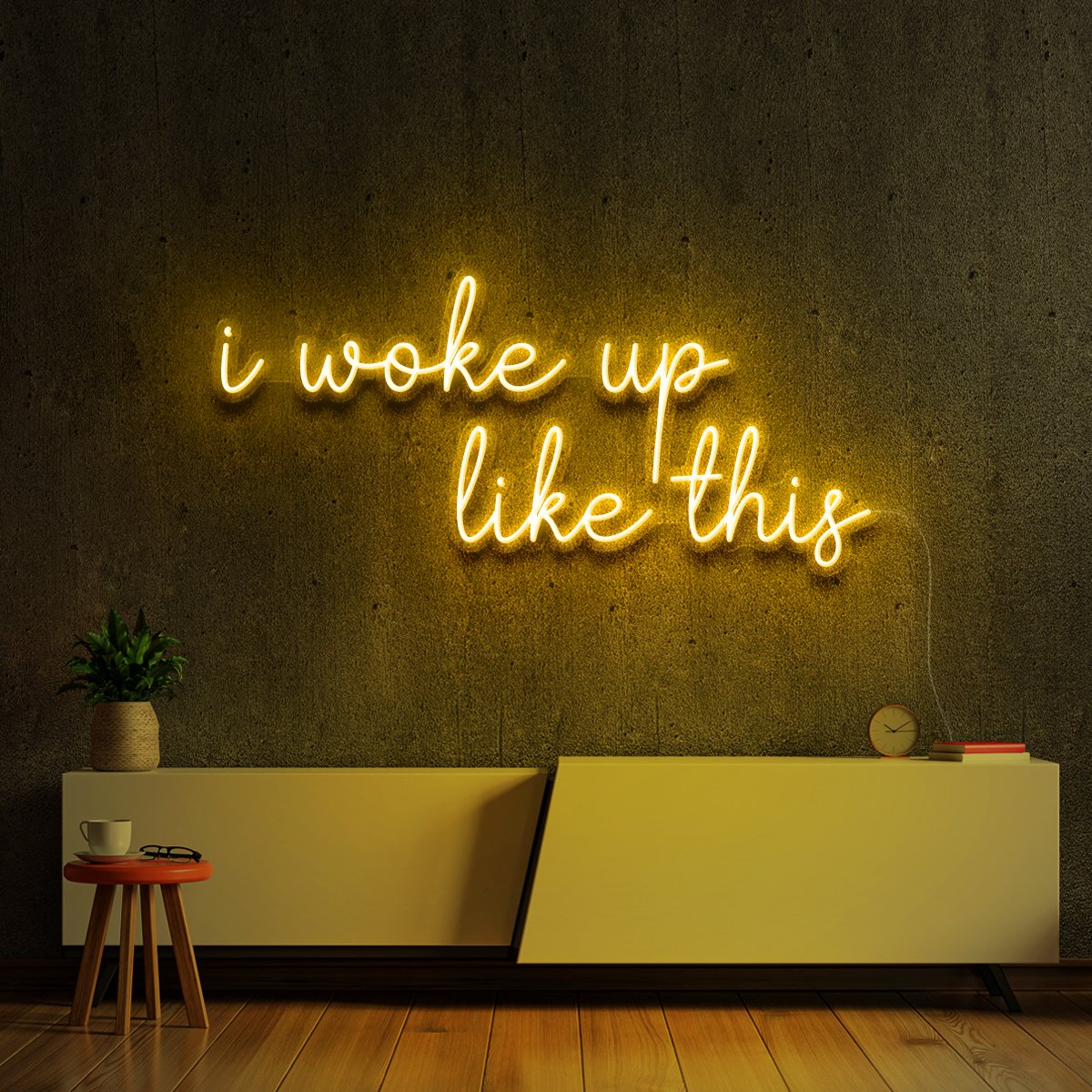 "I woke up like this" Neon Sign by Neon Icons