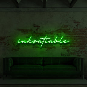 "Inksatiable" Neon Sign for Tattoo Parlours 90cm (3ft) / Green / LED Neon by Neon Icons