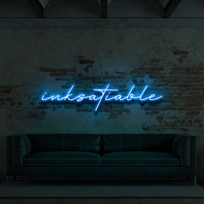 "Inksatiable" Neon Sign for Tattoo Parlours 90cm (3ft) / Ice Blue / LED Neon by Neon Icons