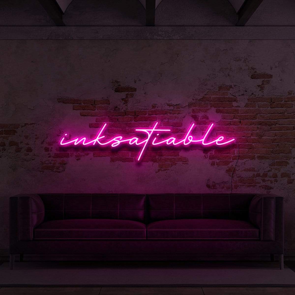 "Inksatiable" Neon Sign for Tattoo Parlours 90cm (3ft) / Pink / LED Neon by Neon Icons