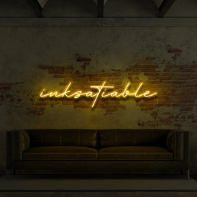 "Inksatiable" Neon Sign for Tattoo Parlours 90cm (3ft) / Yellow / LED Neon by Neon Icons