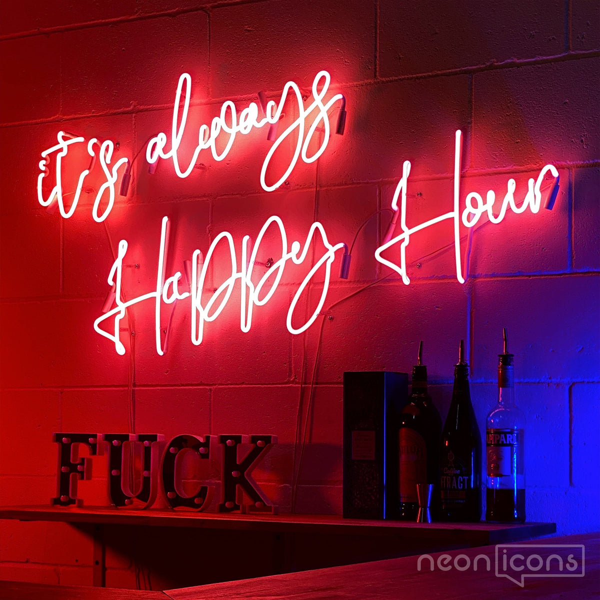 "It's Always Happy Hour" Neon Sign for Bars & Restaurants