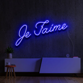 "Je T'aime (I Love You)" Neon Sign 60cm (2ft) / Blue / LED Neon by Neon Icons