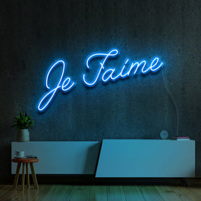 "Je T'aime (I Love You)" Neon Sign 60cm (2ft) / Ice Blue / LED Neon by Neon Icons