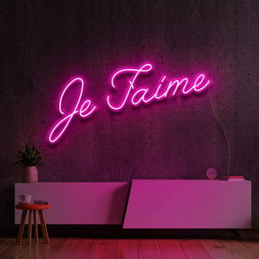 "Je T'aime (I Love You)" Neon Sign 60cm (2ft) / Pink / LED Neon by Neon Icons