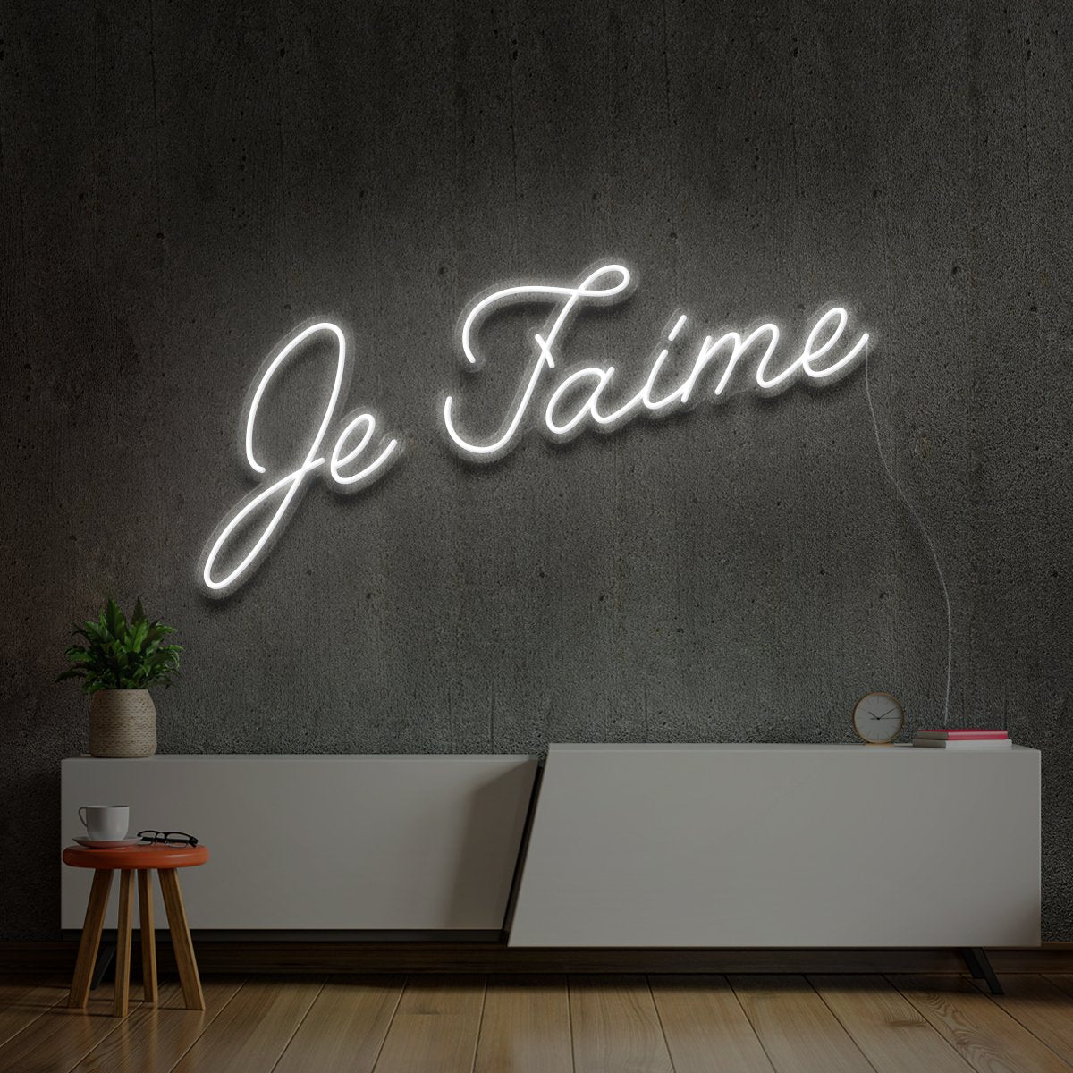 "Je T'aime (I Love You)" Neon Sign 60cm (2ft) / White / LED Neon by Neon Icons