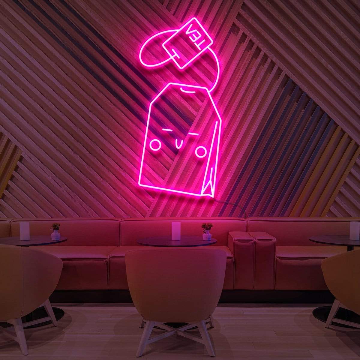 "Kawaii Tea Bag" Neon Sign for Cafés 90cm (3ft) / Pink / LED Neon by Neon Icons