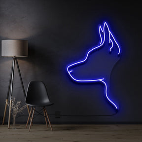 "Kelpie Dog" Pet Neon Sign 60cm / Blue / Cut to Shape by Neon Icons