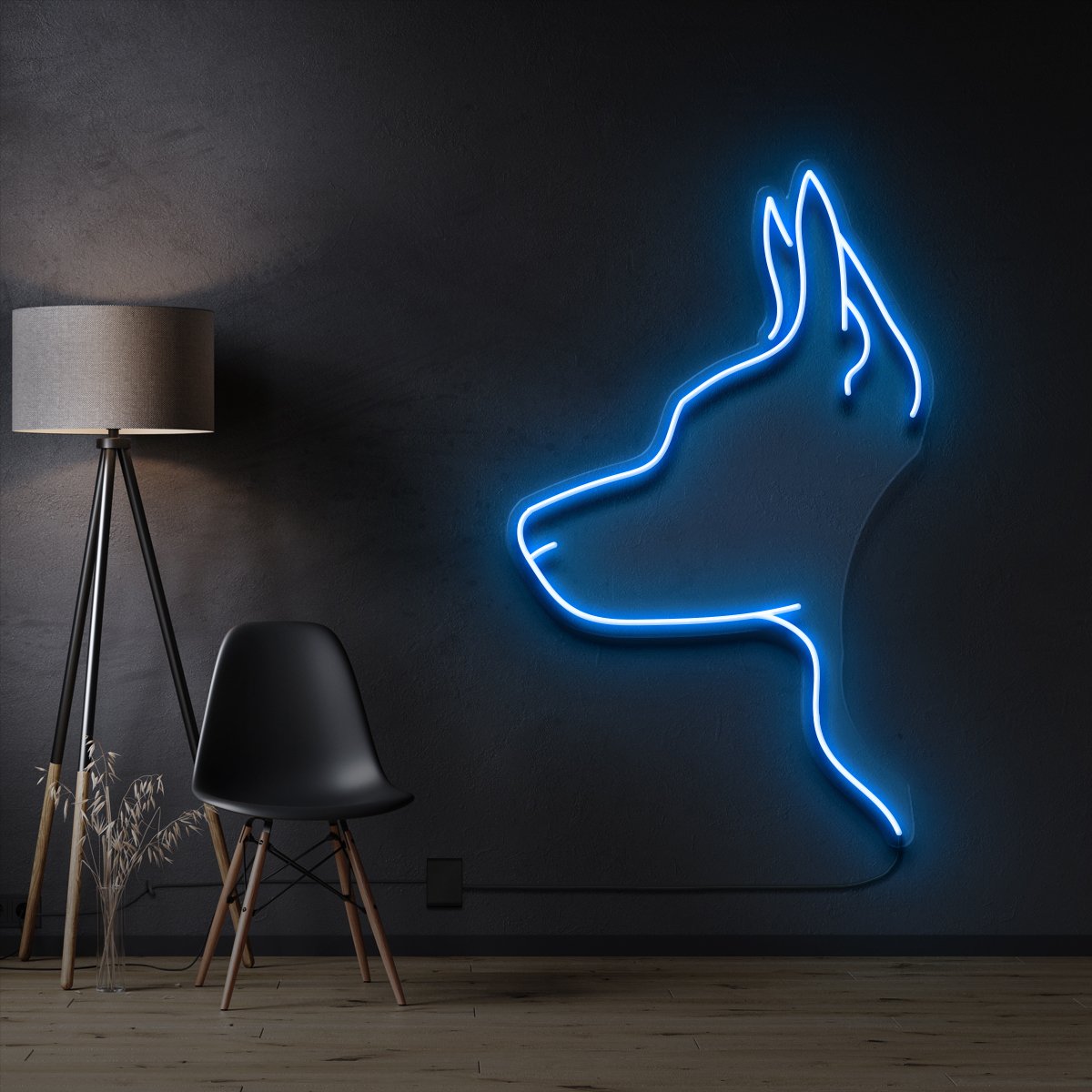 "Kelpie Dog" Pet Neon Sign 60cm / Ice Blue / Cut to Shape by Neon Icons