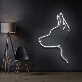 "Kelpie Dog" Pet Neon Sign 60cm / White / Cut to Shape by Neon Icons