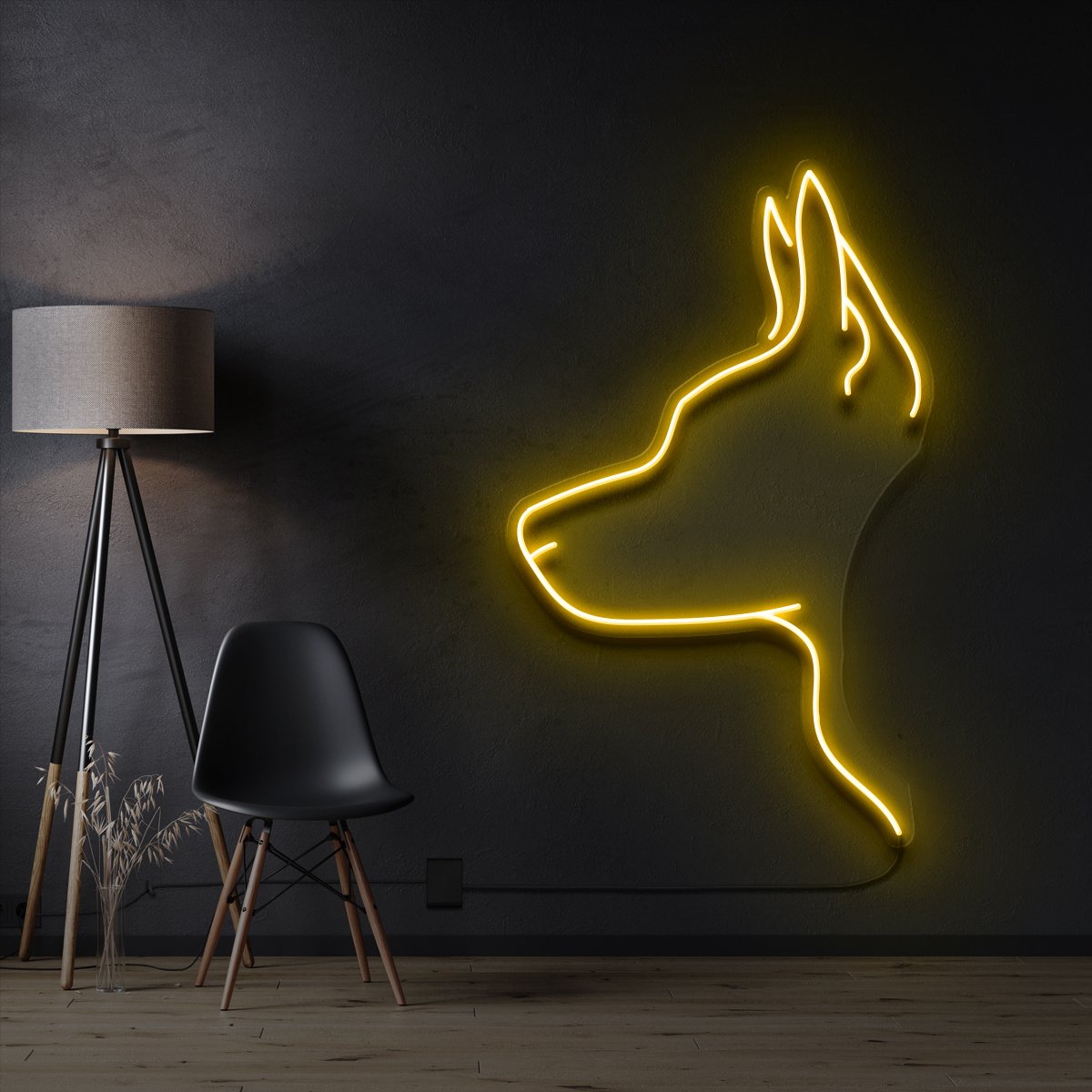 "Kelpie Dog" Pet Neon Sign 60cm / Yellow / Cut to Shape by Neon Icons