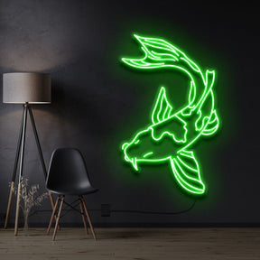 "Koi Fish V2" Pet Neon Sign 60cm / Green / Cut to Shape by Neon Icons