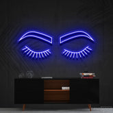 "Lashes & Brows" Neon Sign 60cm (2ft) / Blue / Cut to Shape by Neon Icons