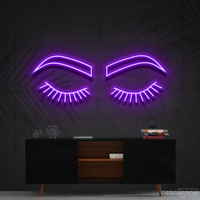 "Lashes & Brows" Neon Sign 60cm (2ft) / Purple / Cut to Shape by Neon Icons