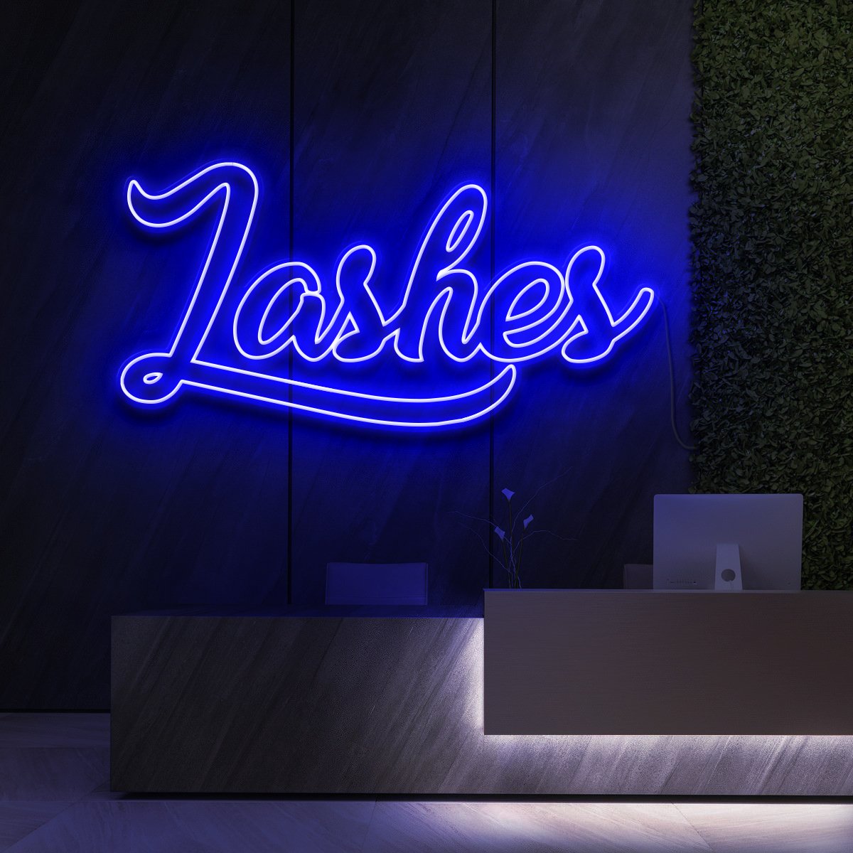 "Lashes" Neon Sign for Beauty & Cosmetic Studios 90cm (3ft) / Blue / LED Neon by Neon Icons