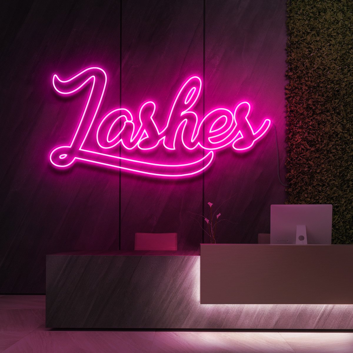 "Lashes" Neon Sign for Beauty & Cosmetic Studios 90cm (3ft) / Pink / LED Neon by Neon Icons