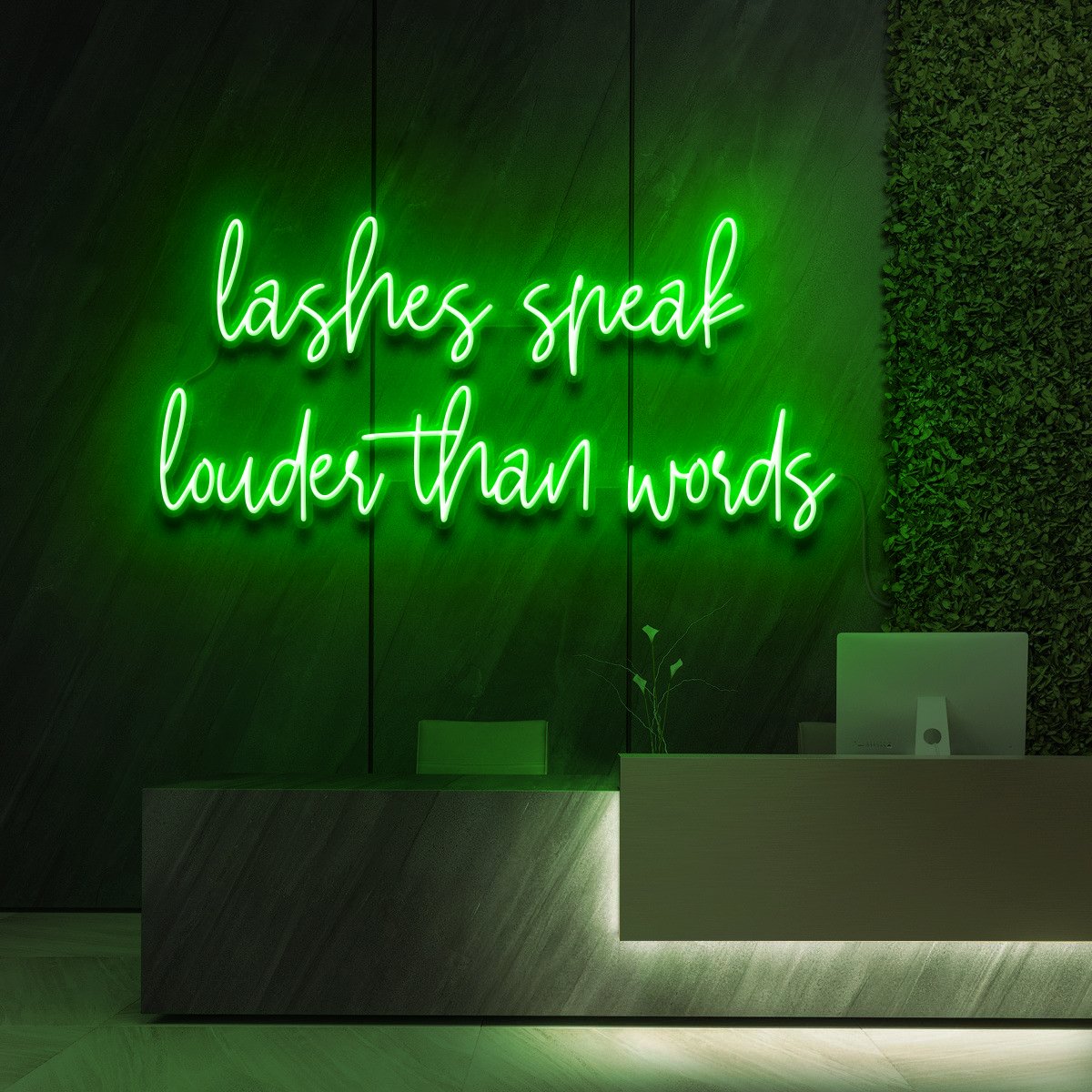 "Lashes Speak Louder Than Words" Neon Sign for Beauty & Cosmetic Studios 90cm (3ft) / Green / LED Neon by Neon Icons
