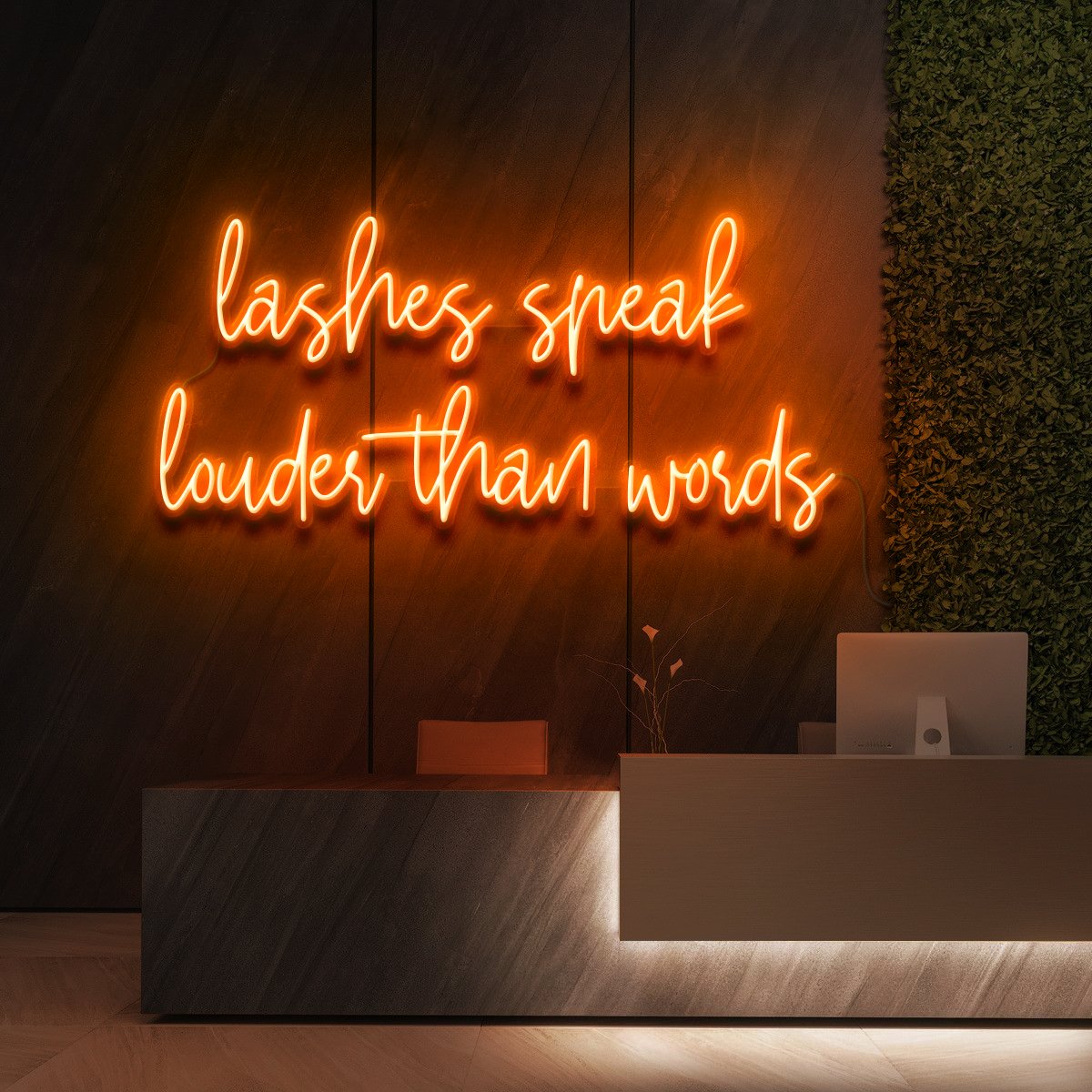 "Lashes Speak Louder Than Words" Neon Sign for Beauty & Cosmetic Studios 90cm (3ft) / Orange / LED Neon by Neon Icons