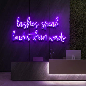 "Lashes Speak Louder Than Words" Neon Sign for Beauty & Cosmetic Studios 90cm (3ft) / Purple / LED Neon by Neon Icons