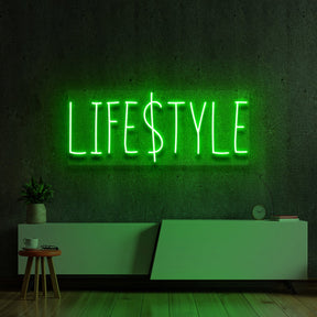 "Lifestyle" Neon Sign 60cm (2ft) / Green / Cut to Shape by Neon Icons