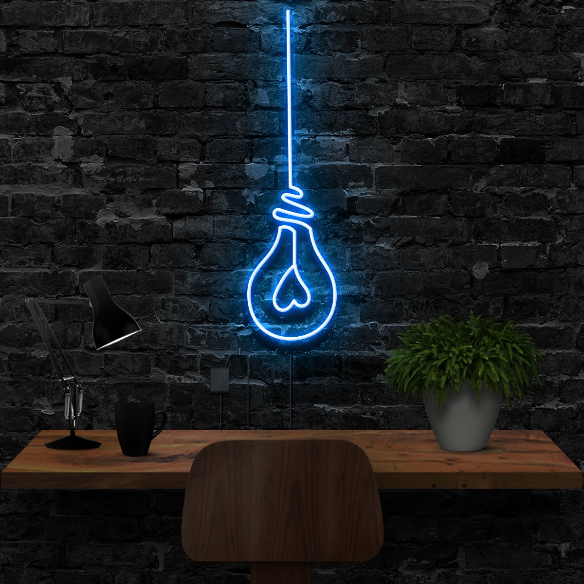 "Lightbulb" Neon Sign 40cm (1.3ft) / Ice Blue / LED Neon by Neon Icons