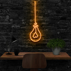 "Lightbulb" Neon Sign 40cm (1.3ft) / Orange / LED Neon by Neon Icons