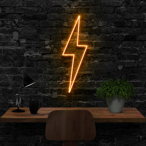 "Lightning Bolt" Neon Sign 40cm (1.3ft) / Orange / LED Neon by Neon Icons