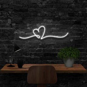 "Line Art Heart" Neon Sign 40cm (1.3ft) / White / LED Neon by Neon Icons