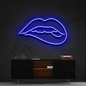 "Lips Biting" Neon Sign 60cm (2ft) / Blue / Cut to Shape by Neon Icons