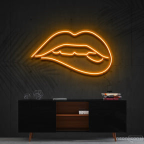 "Lips Biting" Neon Sign 60cm (2ft) / Orange / Cut to Shape by Neon Icons