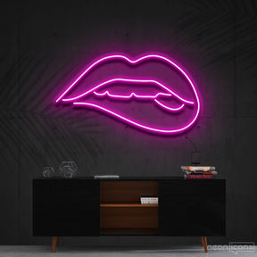 "Lips Biting" Neon Sign 60cm (2ft) / Pink / Cut to Shape by Neon Icons