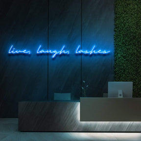 "Live, Laugh, Lashes" Neon Sign for Beauty & Cosmetic Studios 120cm (4ft) / Ice Blue / LED Neon by Neon Icons