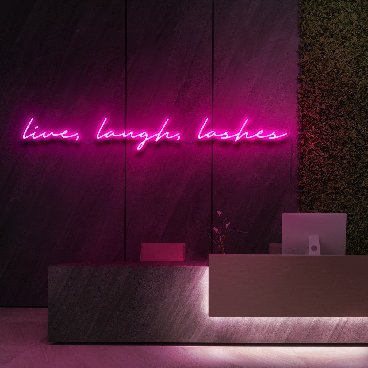 "Live, Laugh, Lashes" Neon Sign for Beauty & Cosmetic Studios 120cm (4ft) / Pink / LED Neon by Neon Icons