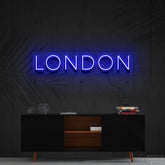 "London" Neon Sign 60cm (2ft) / Blue / Cut to Shape by Neon Icons