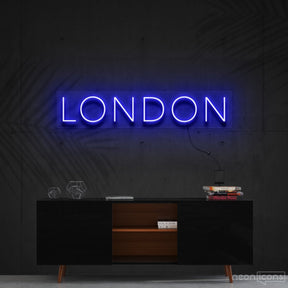 "London" Neon Sign 60cm (2ft) / Blue / Cut to Shape by Neon Icons