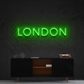 "London" Neon Sign 60cm (2ft) / Green / Cut to Shape by Neon Icons