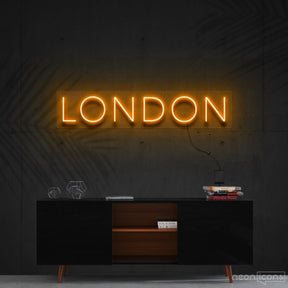 "London" Neon Sign 60cm (2ft) / Orange / Cut to Shape by Neon Icons