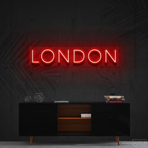 "London" Neon Sign 60cm (2ft) / Red / Cut to Shape by Neon Icons