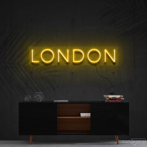 "London" Neon Sign 60cm (2ft) / Yellow / Cut to Shape by Neon Icons